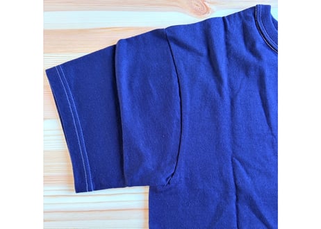 フラットヘッド ロゴプリントTシャツ　綿 38 紺　男女兼用