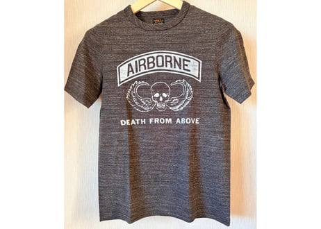 リアルマッコイズ ミリタリーAIR BORN Tシャツ　綿　38 グレー　男女兼用