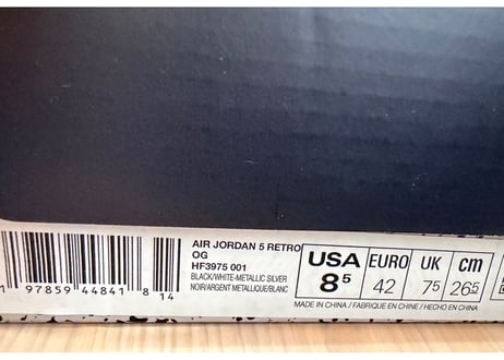 ナイキ　AIR JORDAN5OG ブラックメタリックリイマジンド　メンズスニーカー26.5㎝