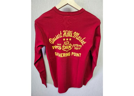 フラットヘッド　RJB ヘンリーネックロングTシャツ　綿　38　赤　男女兼用