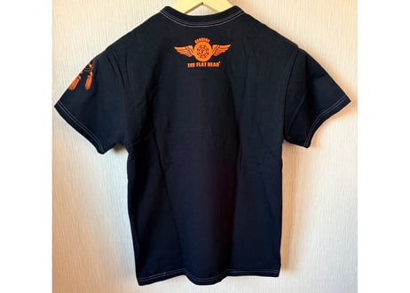 フラットヘッド　プリントTシャツ　綿　38 黒　男女兼用