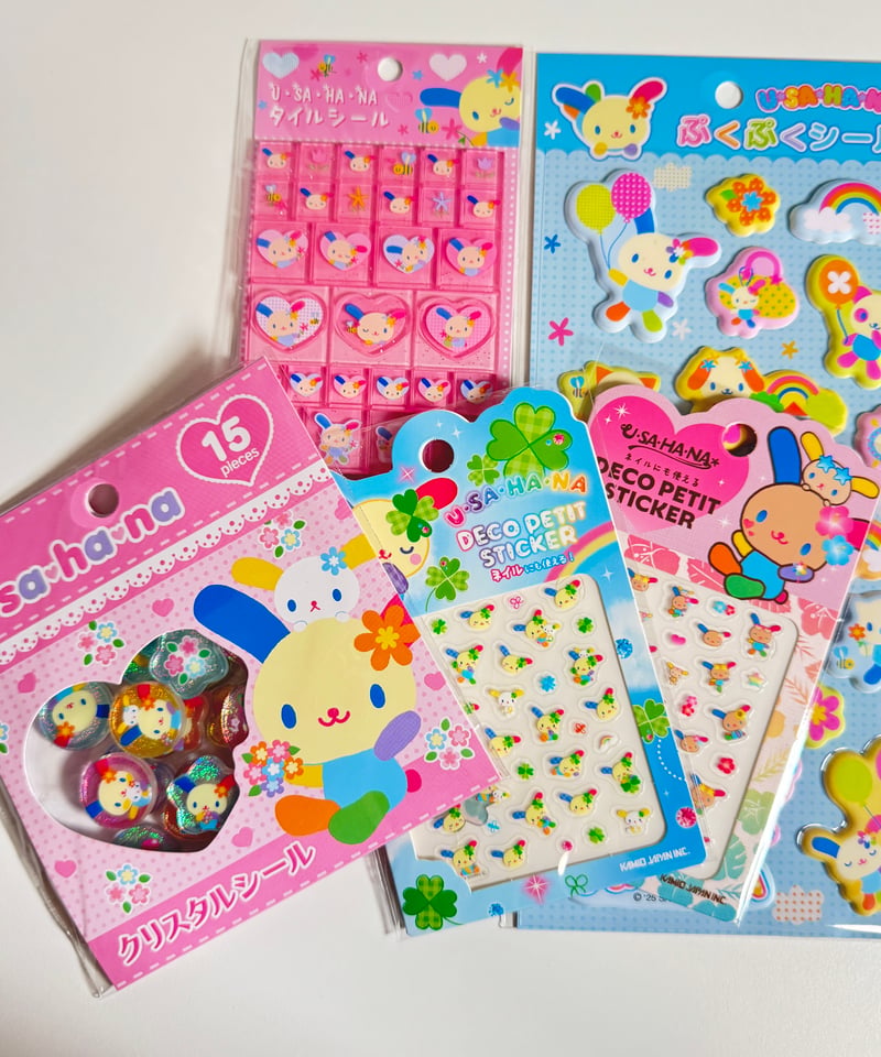 ウサハナシール5点セット | よるしゅみ🌛｜雑貨セレクトショップ