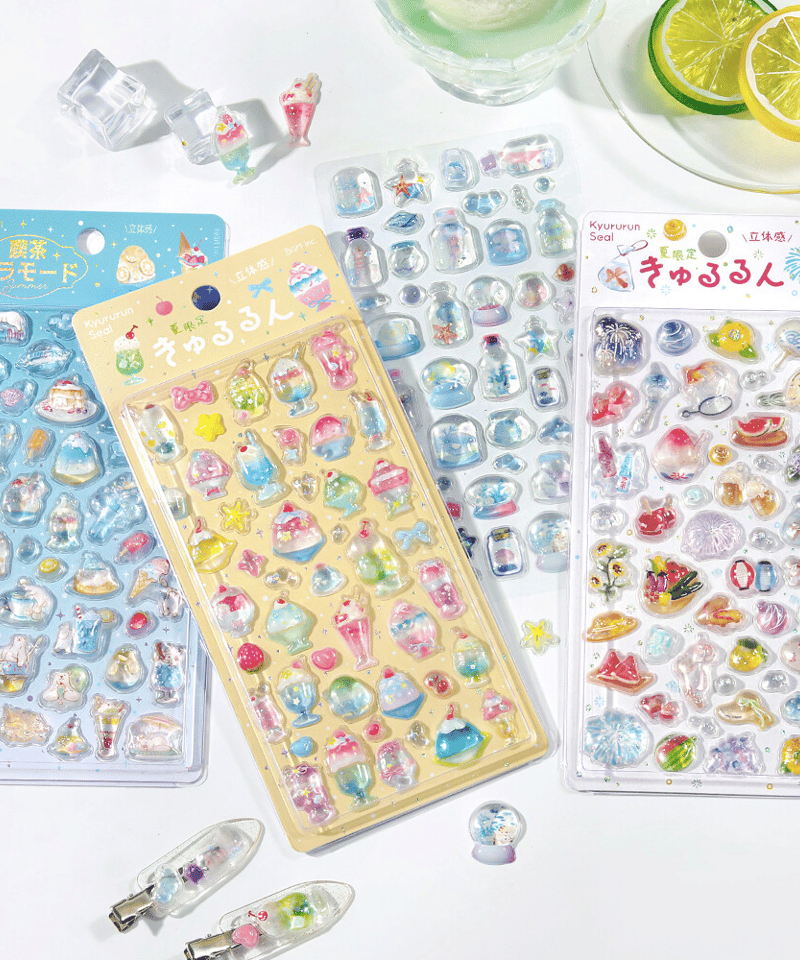 るるん きゅるるんシール夏限定4種セット | よるしゅみ🌛｜雑貨セレクトショップ