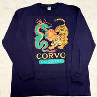 Tiger and Dragon  Long T-shirt【 NAVY】