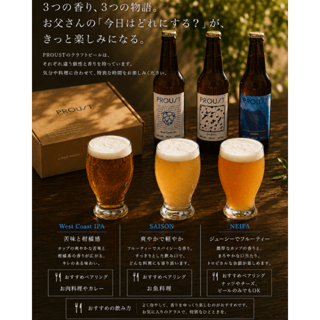 【父の日ギフト】送料一律500円！PROUST クラフトビール6本ボックスセット｜3種類×2本