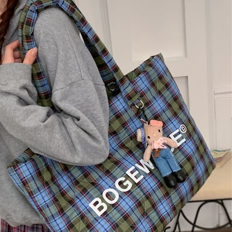 Plaid Logo Tote Bag｜チェックロゴトートバッグ　 HH1007
