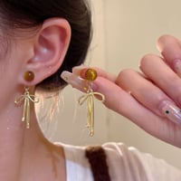 Retro Ribbon Drop Earrings｜レトロリボンドロップピアス　HI1027