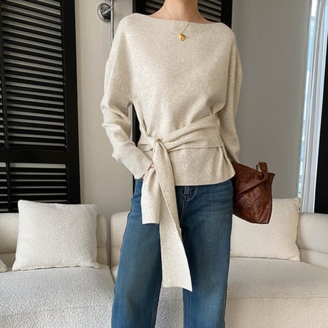 Soft Tie Waist Knit｜ソフトタイウエストニット（2color）　HB1037