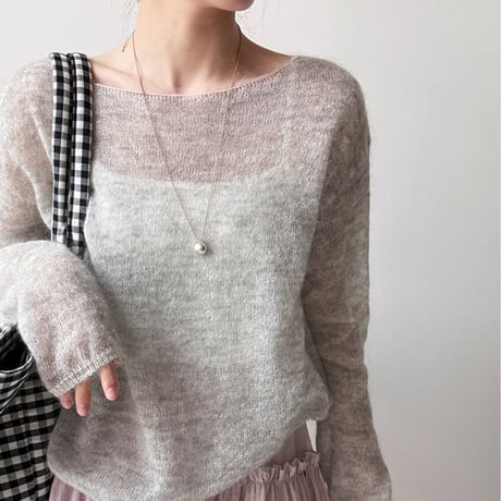 Sheer Mohair Knit｜シアーモヘアオフショルダールーズニット（6color）　HB1076
