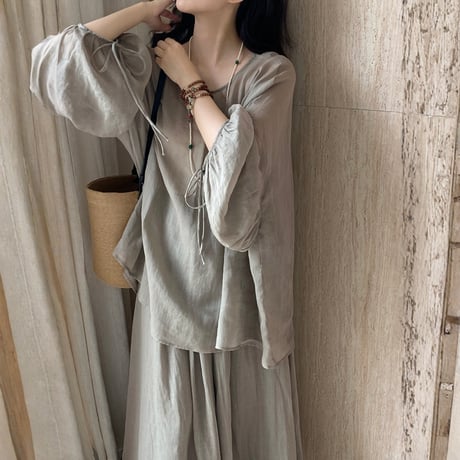 soft linen blouse set｜ソフトリネンブラウスセットアップ（2color）　HF1021