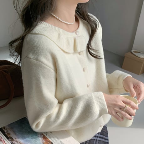 Soft Frill Knit Cardigan｜フリルカラーニットカーディガン（2color）　HA1055