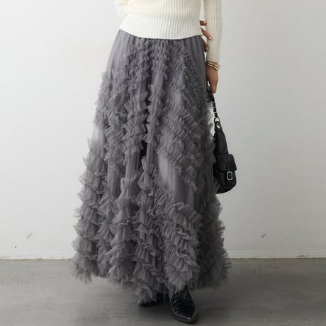 Soft Tulle Volume Skirt｜ソフトチュールフレアロングスカート（3color）　HD1021