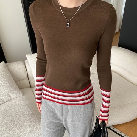 Soft Stripe Rib Knit｜ ソフトストライプリブニット（4color）　 HB1040