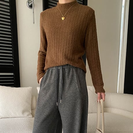 Soft Flock High-Neck Top｜ソフトフロックハイネックトップス（2color）　 HB1044