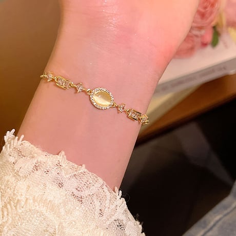 Oval Cat’s Eye Adjustable Bracelet｜オーバルキャッツアイ アジャスタブルブレスレット　HI1031