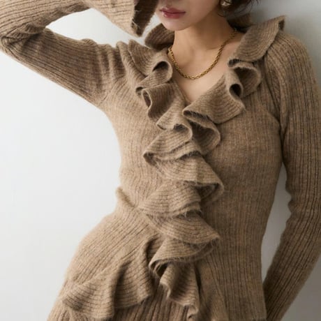 Frill Knit Set｜フロントフリルニットセットアップ（4color）　HF1012