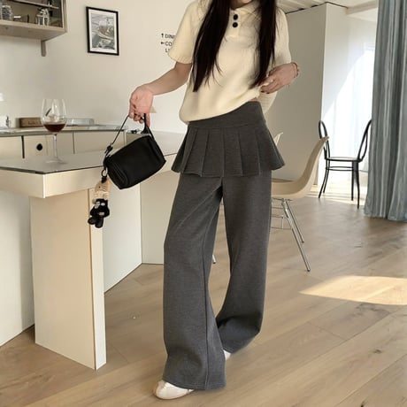Peplum Wide Leg Pants｜ペプラムワイドレッグパンツ（2color）　HC1033
