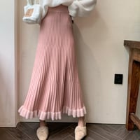 Pleated Knit Long Skirt｜裾フリルプリーツニットロングスカート（3color）　HD1015