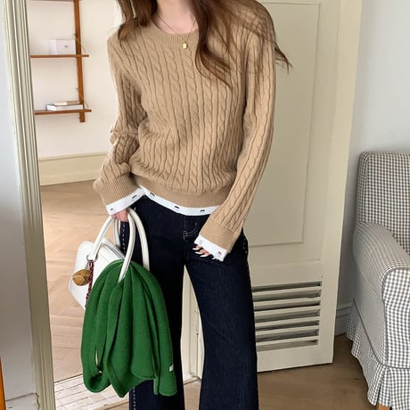 Soft Cable Layered Knit｜ソフトケーブルレイヤードニット（5color）　HB1009