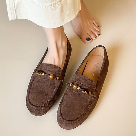 Beaded Suede Loafers｜ビーズ付きスエードローファー（2color）　 HG1014