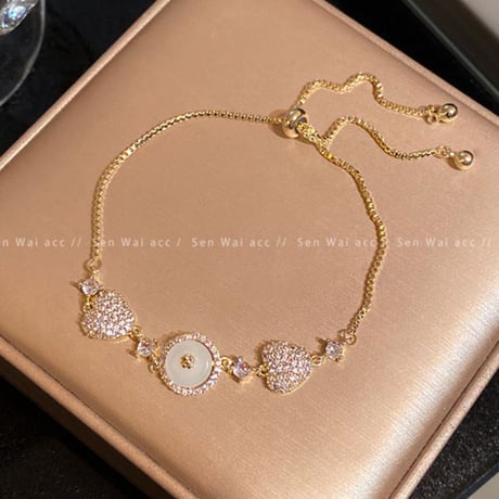 Crystal Heart Adjustable Bracelet｜クリスタルハートアジャスタブルブレスレット　HI1029