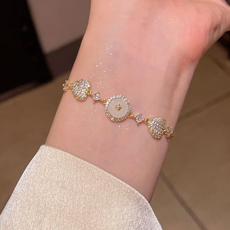 Crystal Heart Adjustable Bracelet｜クリスタルハートアジャスタブルブレスレット　HI1029