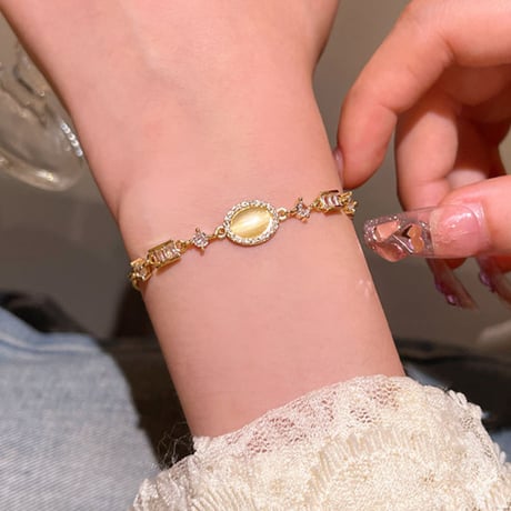 Oval Cat’s Eye Adjustable Bracelet｜オーバルキャッツアイ アジャスタブルブレスレット　HI1031