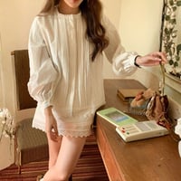Lace Pleats Blouse & Skirt Set｜レース×プリーツブラウス＆スカートセットアップ　HF1013