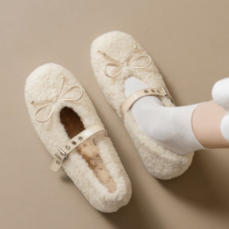 Soft Fur Mary Jane Shoes｜ソフトファーメリージェーンフラットシューズ（3color）　 HG1004