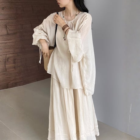 soft linen blouse set｜ソフトリネンブラウスセットアップ（2color）　HF1021