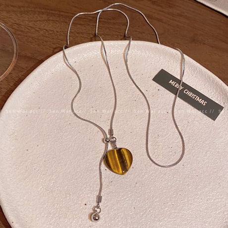 Tiger Eye Heart Long Necklace｜タイガーアイハートロングネックレス　HI1005