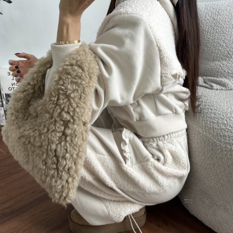 Fleece Sweat Set｜フリルボア切替スウェットセット（2color）　HF1005