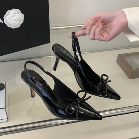 ribbon pointed slingback heel｜リボンポインテッドスリングバックヒール（2color）　HG1030