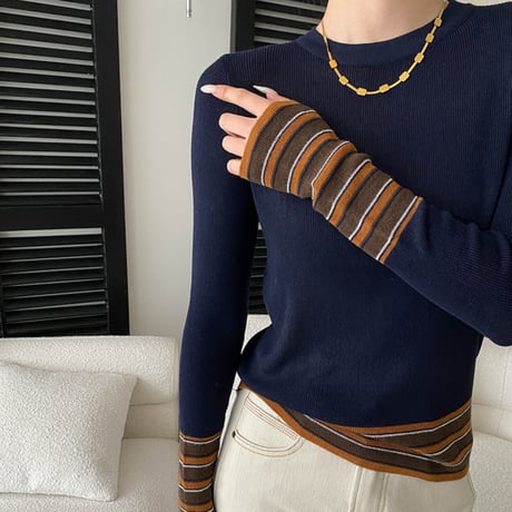 Soft Stripe Rib Knit｜ ソフトストライプリブニット（4color）　 HB1040
