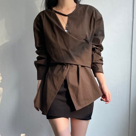 Soft Wrap Blouse｜カシュクール風ウエストシェイプブラウス（3color）　HB1066