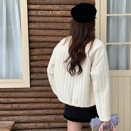 Quilted Round Neck Jacket｜ラウンドネックキルティングジャケット（2color）　 HA1023