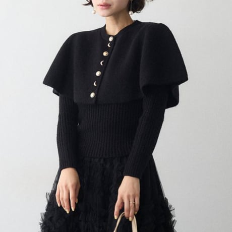 Cape Layered Knit Top｜ケープレイヤードニットトップス（3color）　 HF1011