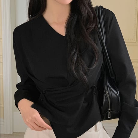 Twist Wrap Blouse｜ツイストラップデザインブラウス（2color）　HB1084