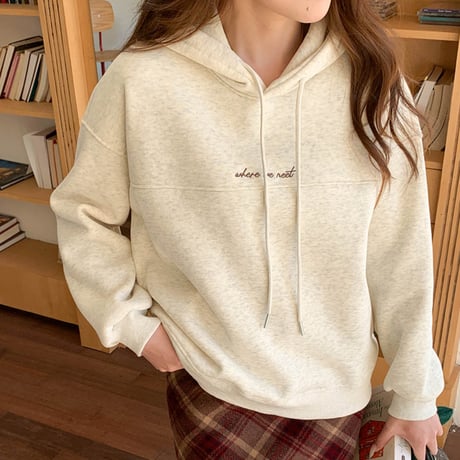 Warm Minimal Logo Hoodie｜刺繍ロゴミニマルフーディ（5color）　HB1000
