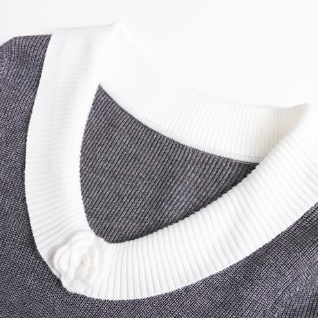 Camellia Knit Dress｜カメリア襟ニットワンピース（2color）　HE1004
