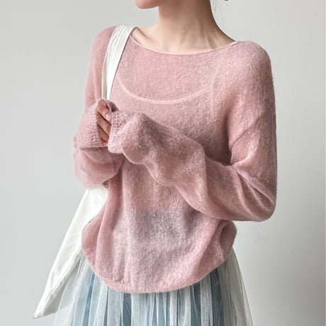 Sheer Mohair Knit｜シアーモヘアオフショルダールーズニット（6color）　HB1076