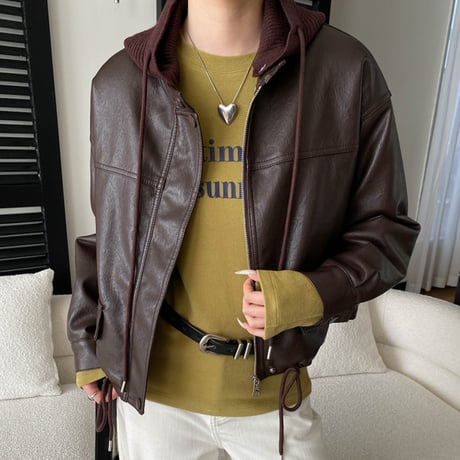 Hood Leather Jacket｜フードレザージャケット（2color）　 HA1033