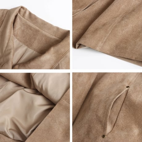 Stand Collar Suede Touch Jacket｜スタンドカラー ベルト付きスエード調ジャケット　HA1063