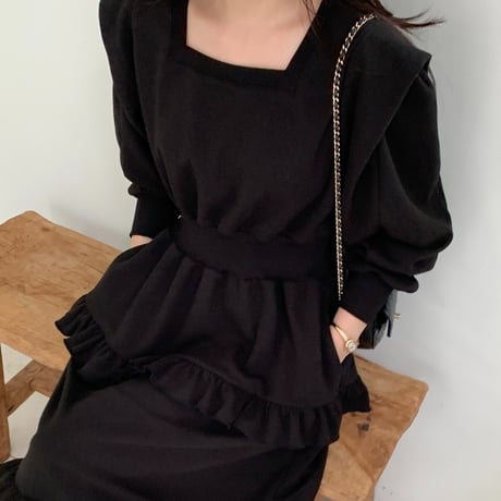 Soft Tiered Long Dress｜フリルティアードロングワンピース（3color）　HE1002