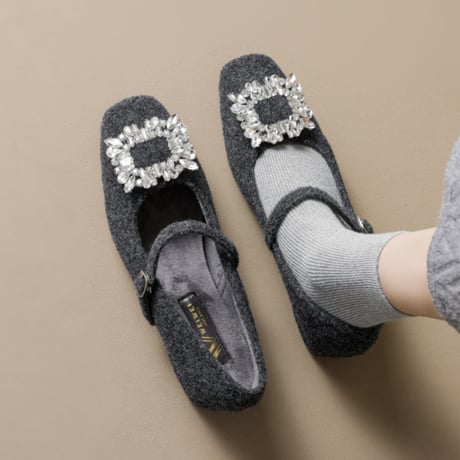 Jewel Mary Jane Shoes｜ビジューバックルメリージェーンシューズ（3color）　 HG1012