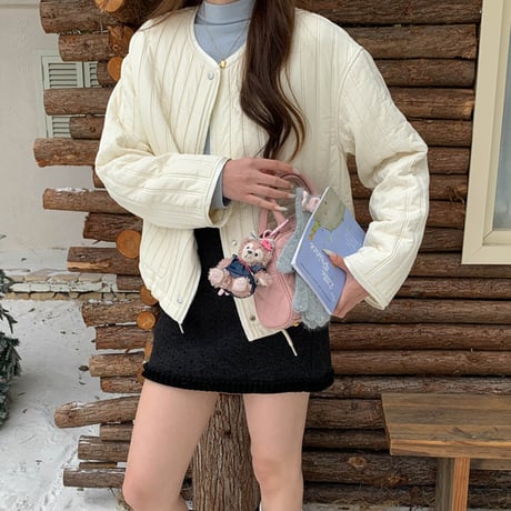 Quilted Round Neck Jacket｜ラウンドネックキルティングジャケット（2color）　 HA1023