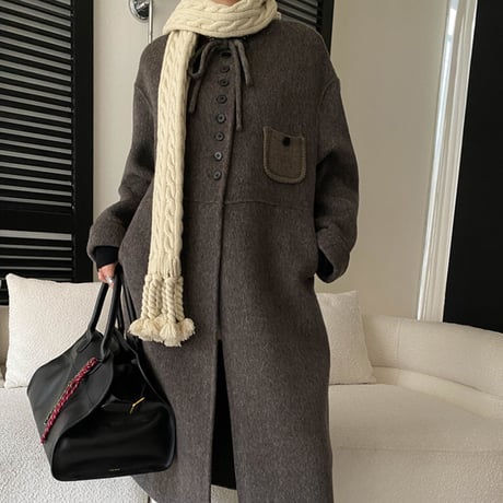 Ribbon Wool Coat｜リボンウールロングコート（4color）　 HA1047
