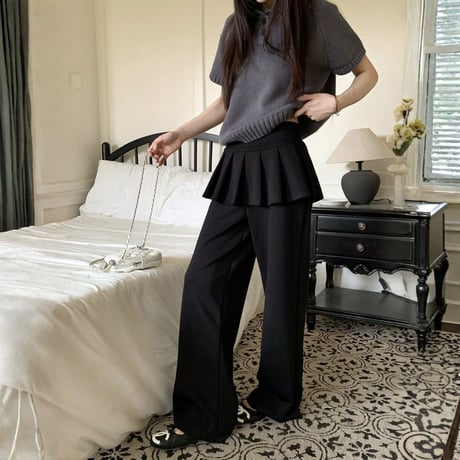 Peplum Wide Leg Pants｜ペプラムワイドレッグパンツ（2color）　HC1033