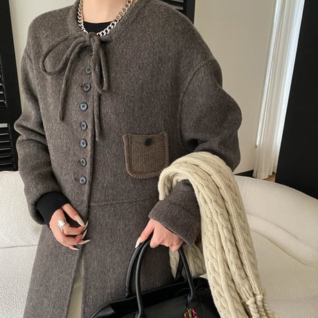 Ribbon Wool Coat｜リボンウールロングコート（4color）　 HA1047