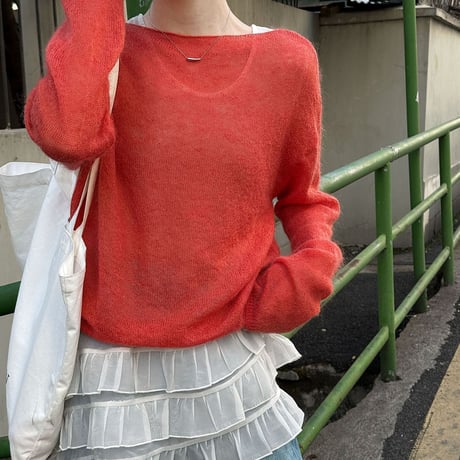 Sheer Mohair Knit｜シアーモヘアオフショルダールーズニット（6color）　HB1076